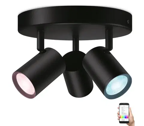 Svietidlá WiZ WiZ - LED RGBW Stmievateľné bodové svietidlo IMAGEO 3xGU10/4,9W/230V čierna Wi-Fi 