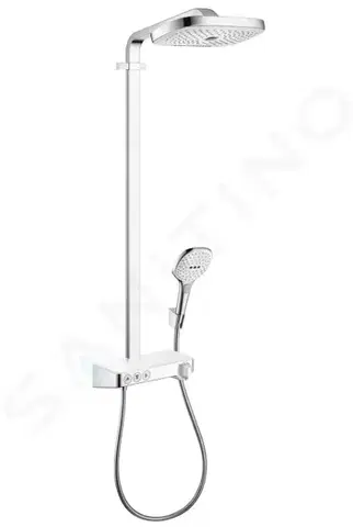 Kúpeľňové batérie HANSGROHE HANSGROHE - Raindance Select E Sprchový set Showerpipe 300 s termostatom ShowerTablet Select, 3 prúdy, biela/chróm 27127400