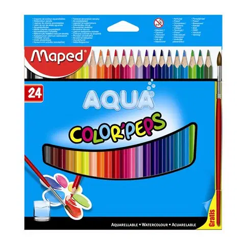 Hračky MAPED - Pastelky trojhranné - akvarelové COLOR`PEPS, 24 ks + štetec