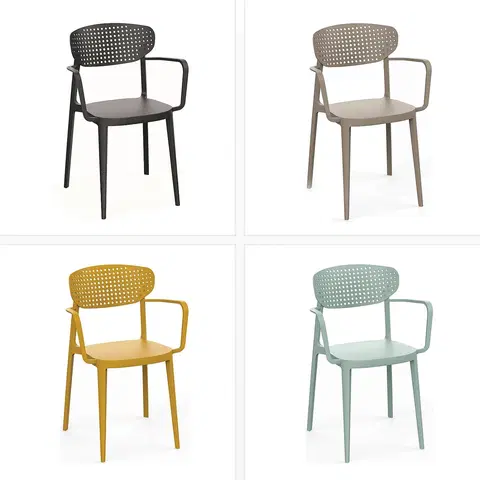 Záhradné stoličky a kreslá Plastová stolička s podrúčkami OSLO (rôzne farby) béžová