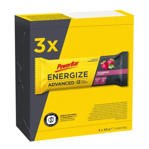 činky Energetické tyčinky Energize C2max Powerbar malinové 3 × 55 g
