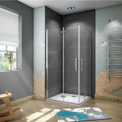 Sprchovacie kúty H K - Obdĺžnikový sprchovací kút SOLO R711, 70x110 cm so zalamovacími dverami, rohový vstup vrátane sprchovej vaničky z liateho mramoru SE-SOLOR711/THOR-11070