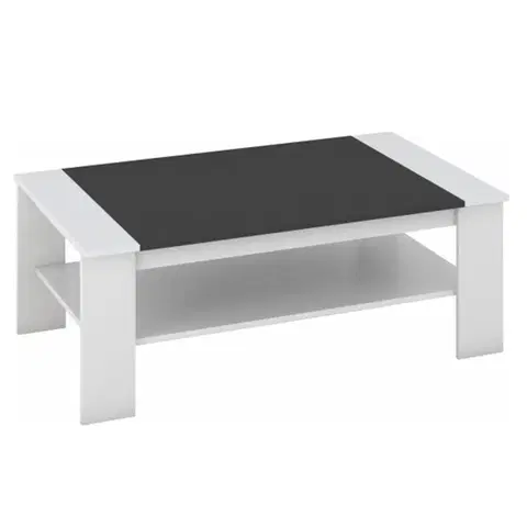 Konferenčné stolíky Konferenčný stolík, biela/čierna, BAKER