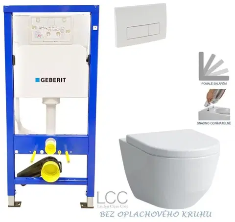 Kúpeľňa GEBERIT DuofixBasic s bielym tlačidlom DELTA51 + WC LAUFEN PRO LCC RIMLESS + SEDADLO 458.103.00.1 51BI LP2