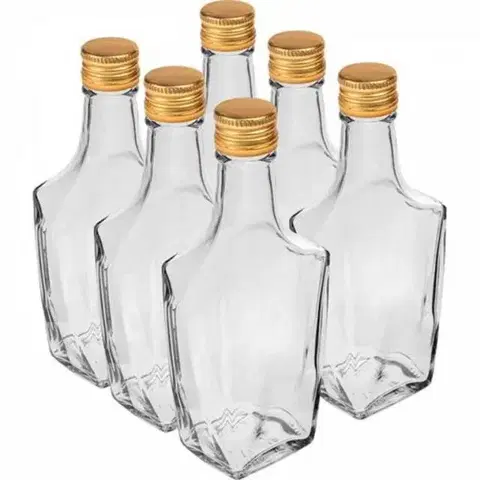 Shakery Kinekus Fľaša sklo 250ml hranatá, na alkohol, s uzáverom na závit ART DECO