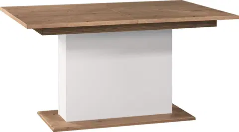 Jedálenské stoly TARANKO Como CM-S1 rozkladací jedálenský stôl biely vysoký lesk / dub Como