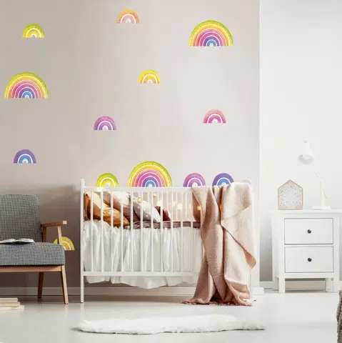 Nálepky na stenu Hravé nálepky dúhy v rôznych farbách do detskej izbičky
