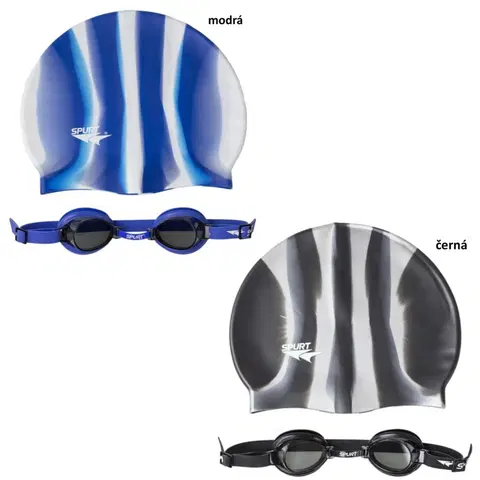 Plavecké čiapky Detské plavecké okuliare SPURT ZEBRA 1100 s čiapkou