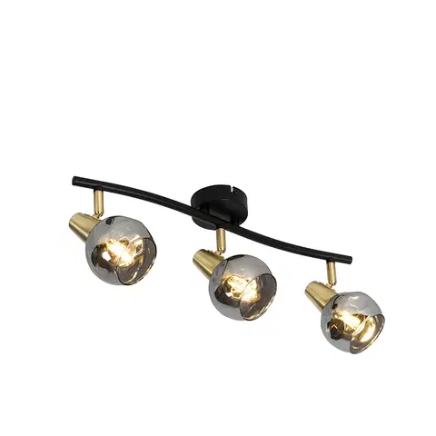 Stropne svietidla Stropná lampa zlatá 56 cm s dymovým sklom 3-svetlá - Vidro