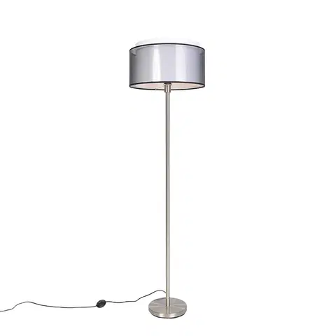 Stojace lampy Dizajnové stojace svietidlo oceľové s čierno-bielym tienidlom 47 cm - Simplo