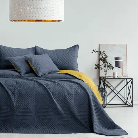 Prikrývky na spanie AmeliaHome Prehoz na posteľ Softa grafit., horčic., 220 x 240 cm