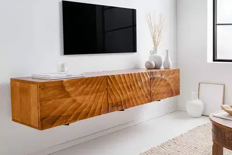 TV stolíky LuxD Dizajnový závesný TV stolík Shayla 160 cm hnedé mango