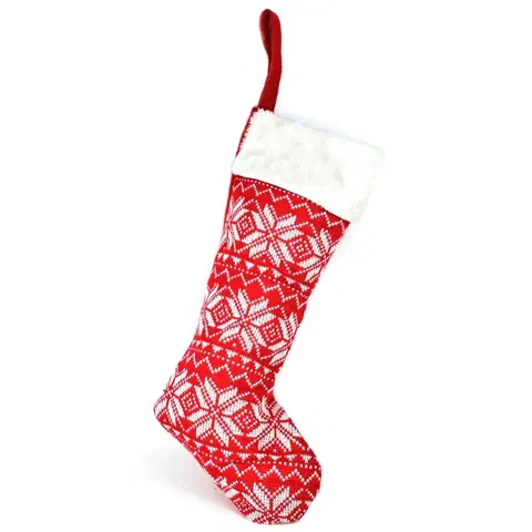 Vianočné dekorácie Vianočná textilná topánka pletená, 45 cm, červená