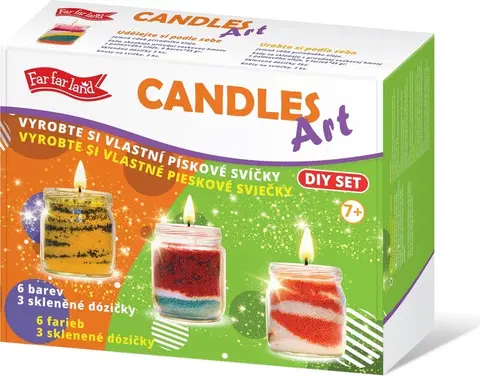 Kreatívne a výtvarné hračky FAR FAR LAND - Vyrob si vlastnú sviečku - malý kreatívny set - 3 dózy, 6 farieb