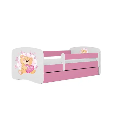 Jednolôžkové postele Detská Posteľ. Babydreams+Sz+M Ružová 80x180 Medveď Bot