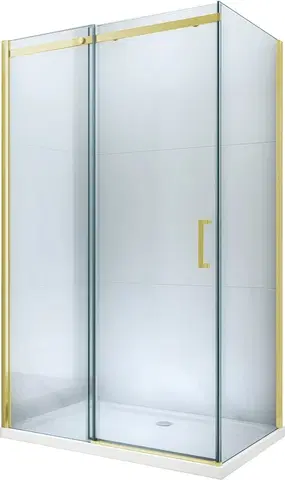 Vane MEXEN/S - Omega sprchovací kút posuvný 110x90, sklo transparent, zlatá + vanička 825-110-090-50-00-4010