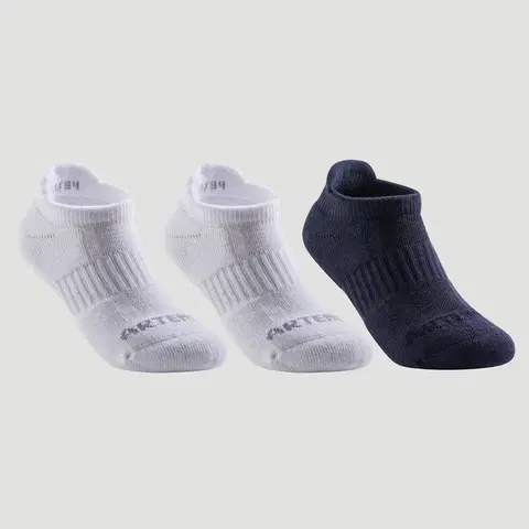 bedminton Detské tenisové ponožky RS 500 nízke čierne sivé 3 páry