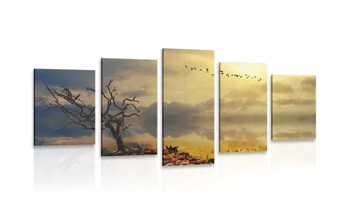 Obrazy prírody a krajiny 5-dielny obraz vyschnutý strom
