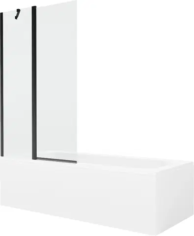Sprchové dvere MEXEN/S - Vega obdĺžniková vaňa 160 x 70 cm s panelom + vaňová zástena 100 cm, transparent, čierna 550116070X9410117000
