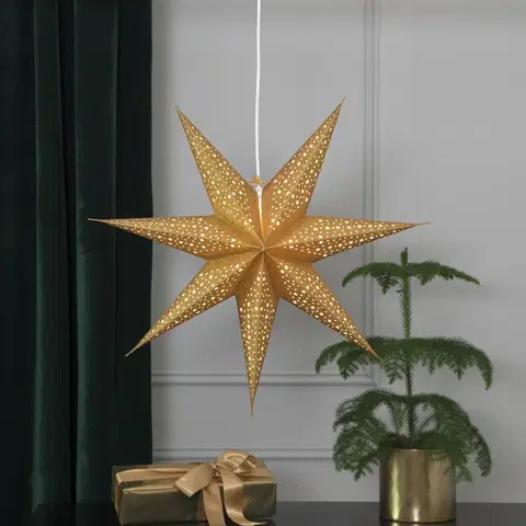 Vianočné svetelné hviezdy STAR TRADING Hviezda Blinka papier bez osvetlenia Ø 60 cm zlatá