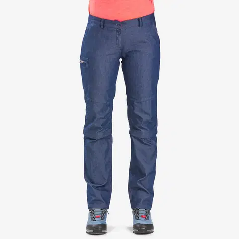 nohavice Dámske nohavice Travel 100 odopínateľné džínsovo modré