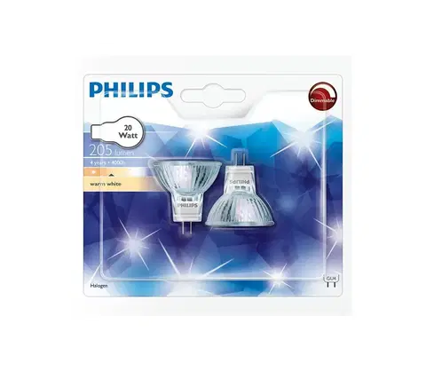 Žiarovky Philips SADA 2x Priemyselná žiarovka Philips HALOGEN GU4/20W/12V 3000K 