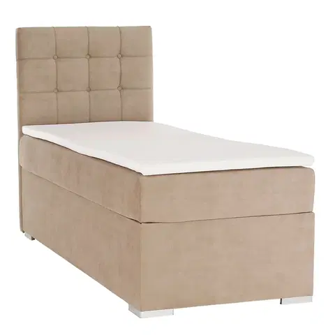 Postele Boxspringová posteľ, jednolôžko, svetlohnedá, 90x200, ľavá, DANY