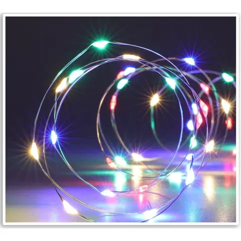 Vianočné dekorácie Svetelný drôt s časovačom Silver lights 100 LED, farebná, 495 cm