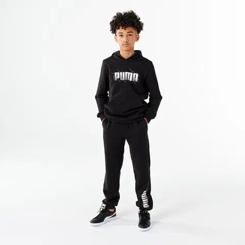 nohavice Chlapčenské bežecké nohavice Puma s potlačou čierne