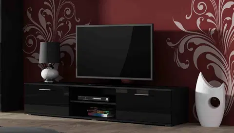 TV stolíky CAMA MEBLE Soho 180 tv stolík čierna / čierny lesk