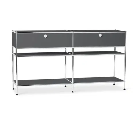 Dressers Kovový konzolový stolík »CN3« s 2 zásuvkami, sivý