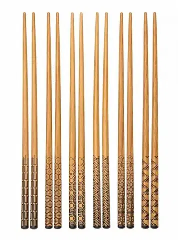 Kuchynské náčinia TESCOMA Jedálenské paličky z bambusu s odkladacou podložkou NIKKO 6 súprav