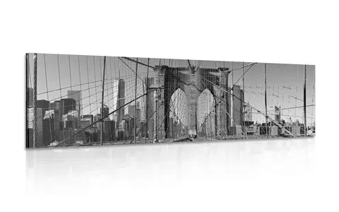Čiernobiele obrazy Obraz most Manhattan v New Yorku v čiernobielom prevedení