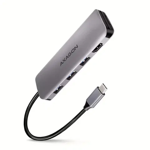 USB huby AXAGON HMC-HCR3A 3x USB-A + HDMI + SDmicroSD, USB-C 3.2 Gen 1 hub, 20 cm USB-C kábel HMC-HCR3A