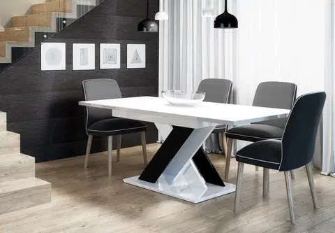 Jedálenské stoly BRILO jedálenský stôl, biely lesk / čierny lesk