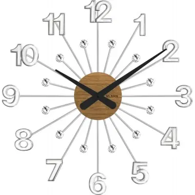 Hodiny Drevené strieborné hodiny s kameňmi Vlaha design VCT1080, 49cm