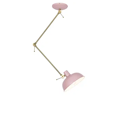 Stropne svietidla Retro stropné svietidlo ružové s bronzom - Milou