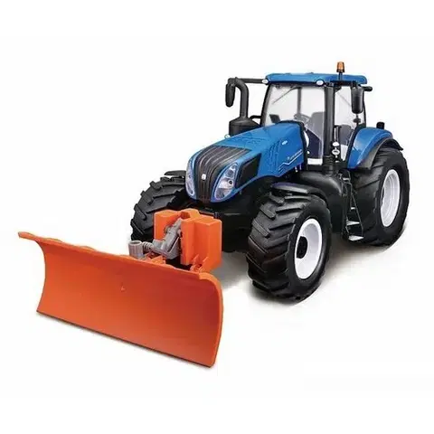 Drevené vláčiky Maisto Tech RC, New Holland tractor s radlicou, 2,4 Ghz, modrá