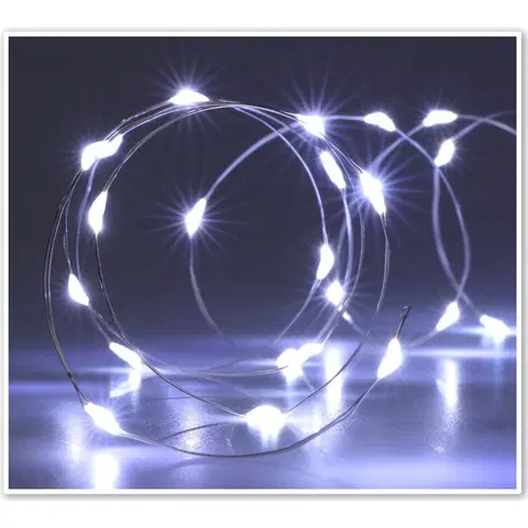 Vianočné dekorácie Svetelný drôt s časovačom Silver lights 80 LED, studená biela, 395 cm