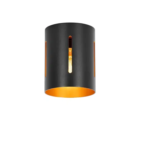 Stropne svietidla Dizajnové stropné svietidlo čierne so zlatým vnútrom - Yana