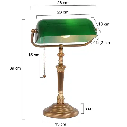 Stolové lampy na písací stôl Steinhauer Stolová lampa Ancilla, sklo, bronzová/zelená