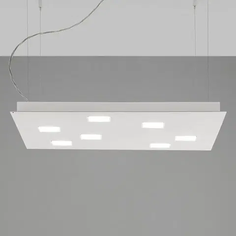 Závesné svietidlá Fabbian Fabbian Quarter – biele LED závesné svietidlo 7-pl