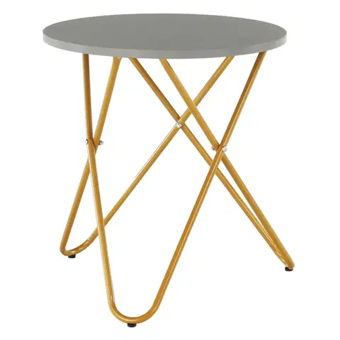 Konferenčné stolíky Príručný stolík, sivá/zlatý náter, RONDEL