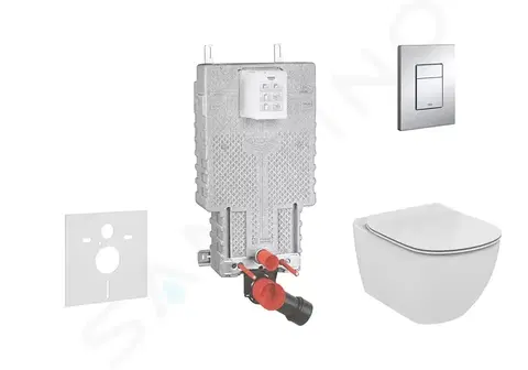 Kúpeľňa GROHE - Uniset Súprava predstenovej inštalácie, klozetu a dosky Ideal Standard, tlačidla Skate Cosmo, Aquablade, SoftClose, chróm 38643SET-KU