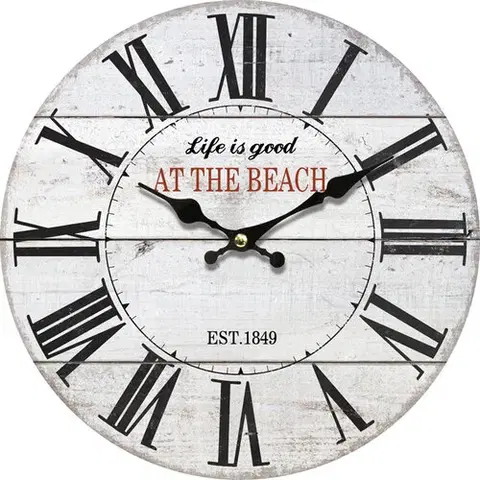 Hodiny Drevené nástenné hodiny At the beach, pr. 34 cm