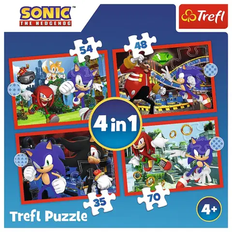 Hračky puzzle TREFL - Puzzle 4v1 - Sonicove dobrodružstvá / SEGA Sonic The Hedgehog