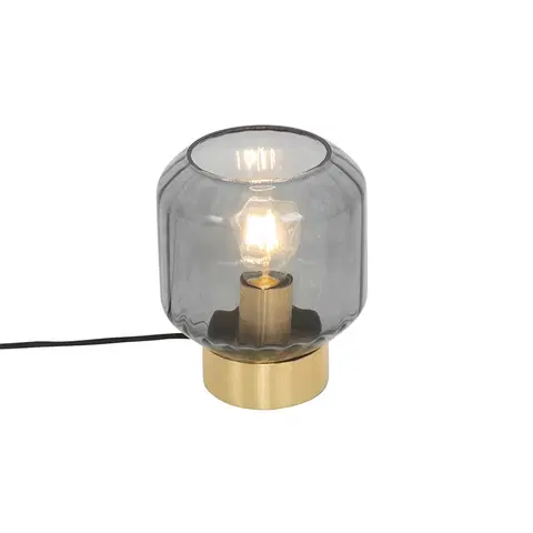 Stolove lampy Dizajnová stolná lampa mosadz s dymovým sklom - Stiklo