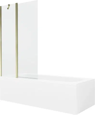 Sprchové dvere MEXEN/S - Vega obdĺžniková vaňa 180 x 80 cm s panelom + vaňová zástena 100 cm, transparent, zlatá 550118080X9410115000