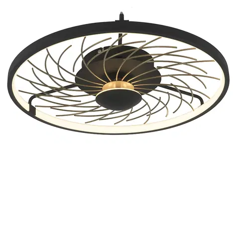 Stropne svietidla Dizajnové stropné svietidlo čierne so zlatým 3-stupňovým stmievateľným - Spaak