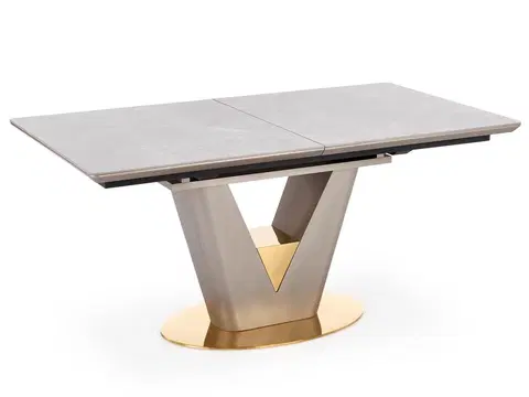 Jedálenské stoly HALMAR Valentino rozkladací jedálenský stôl svetlosivá / zlatá
